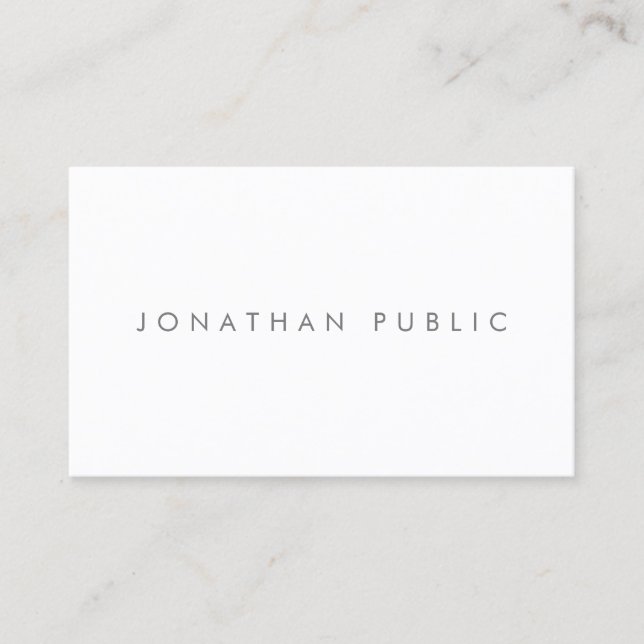 Minimalistic Design Elegant Clean Plain Unique Top Business Card (Front)