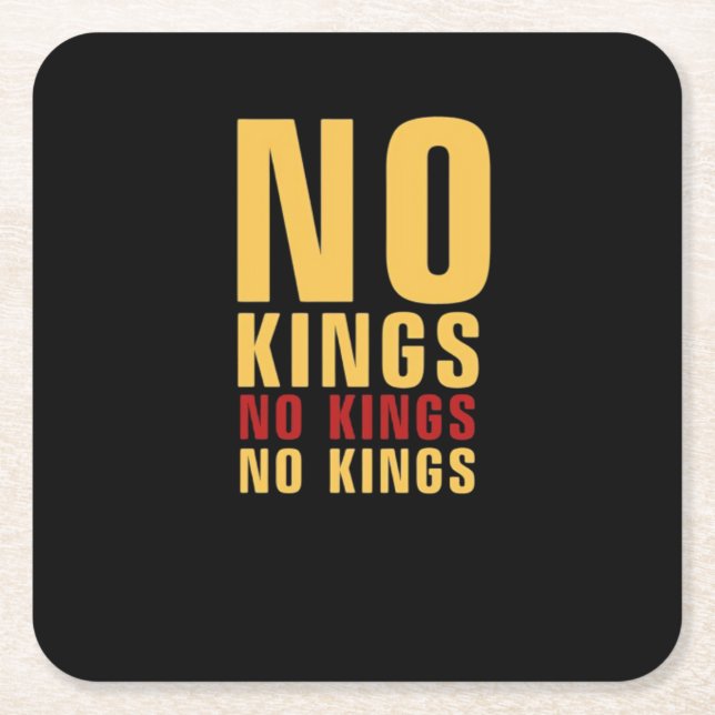 Minimalistic Design No Kings Rebellious No Kings C Square Paper Coaster (Front)