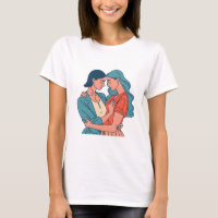Minimalistic Drawing Cute Lesbian Couple