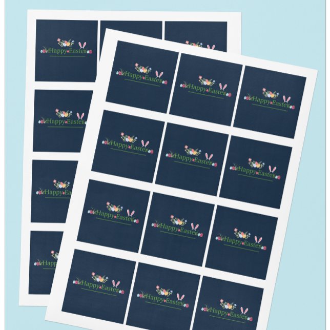 MINIMALISTIC EASTER  BUNNY EAR EGGS  FLOWER DESIGN SQUARE STICKER (Creator Uploaded)