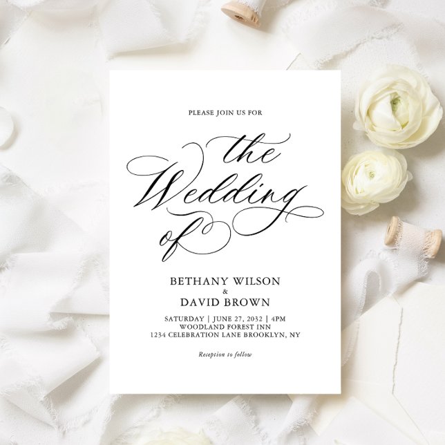 Minimalistic Elegant Black Calligraphy Wedding Invitation (Creator Uploaded)
