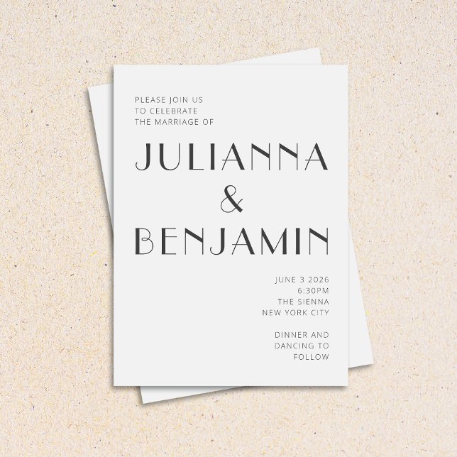 Minimalistic Elegant Black White Art Deco Wedding Invitation (Creator Uploaded)