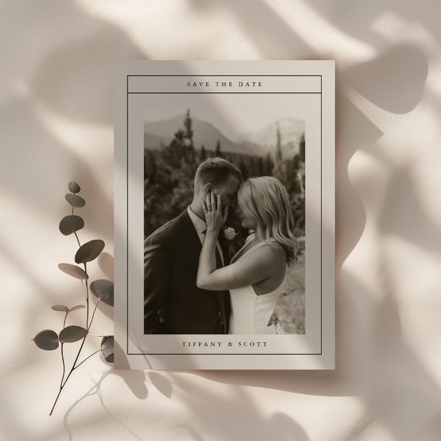 Minimalistic Elegant Black & White Photo Wedding Save The Date (Creator Uploaded)