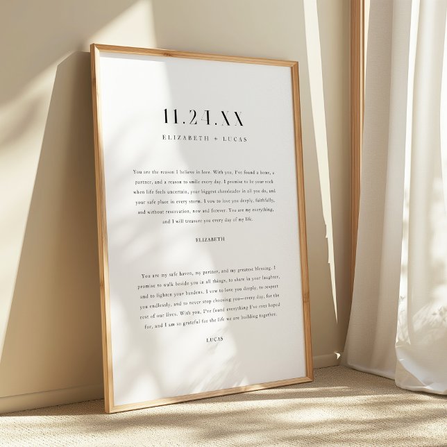Minimalistic Elegant Black & White Wedding Vows Poster (Creator Uploaded)