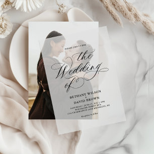 Minimalistic Elegant Calligraphy Wedding Vellum Invitations