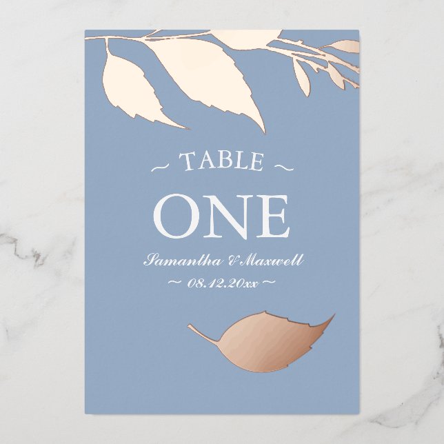 Minimalistic Elegant Dusty Blue Table Number (Front)