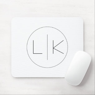 Minimalistic Elegant Initials in Black on White Mouse Pad