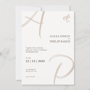Minimalistic elegant initials Invitation
