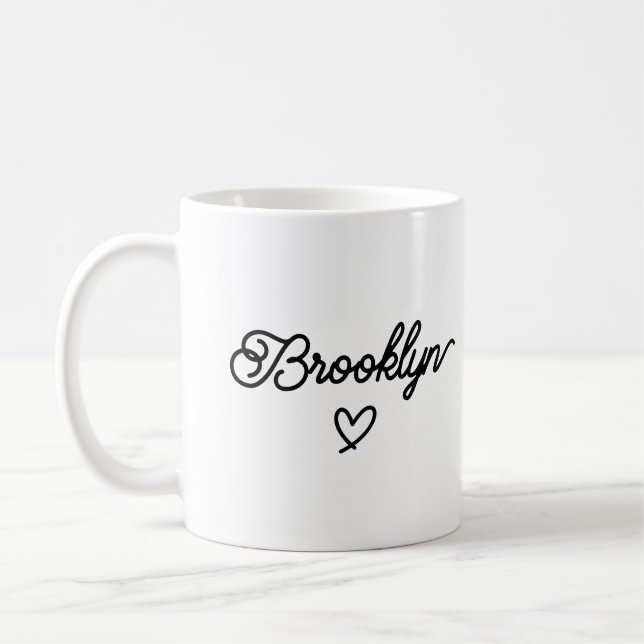 Minimalistic Elegant Script Personalised Name Coffee Mug (Left)