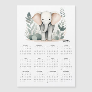Minimalistic Elephant Boho 2025 Magnetic Calendar