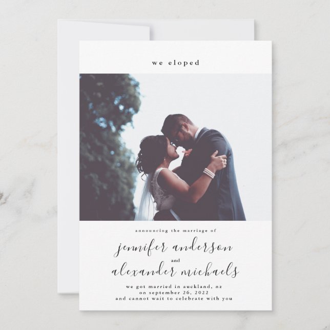Minimalistic Elopement Photo Save The Date (Front)