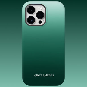 Minimalistic fading in green shades with name Case-Mate iPhone 14 pro max case