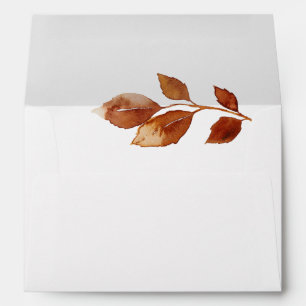 Minimalistic Fall Leaves Return Address Wedding Envelope