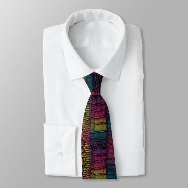 Minimalistic Father'S Day Gifts Crocodile Skin  Tie (Tied)