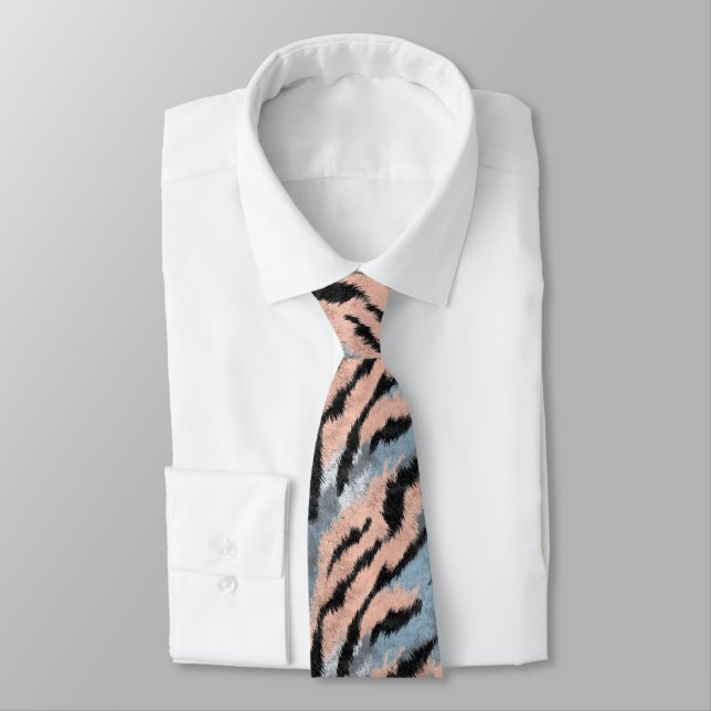 Minimalistic Fathers Day Tiger Print Tie (Tied)