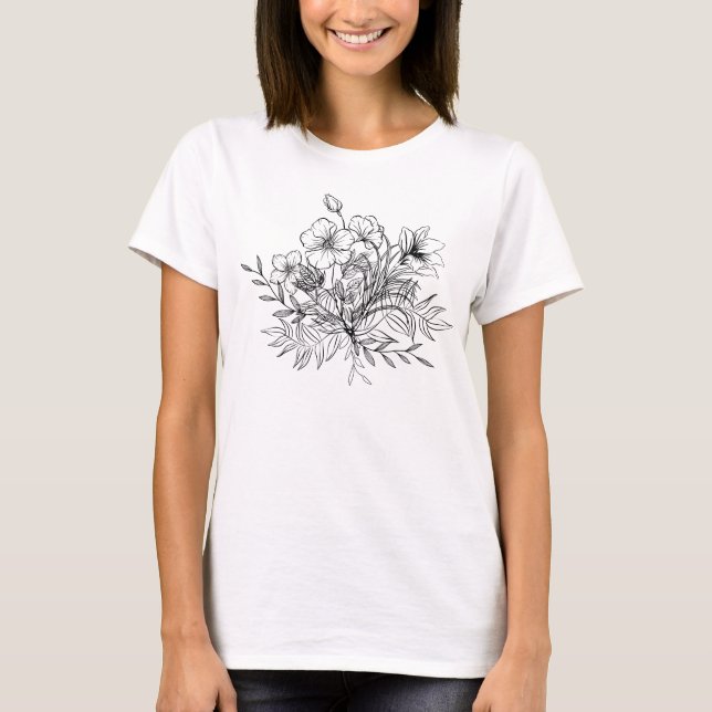 Minimalistic Floral Bouquet T-Shirt (Front)