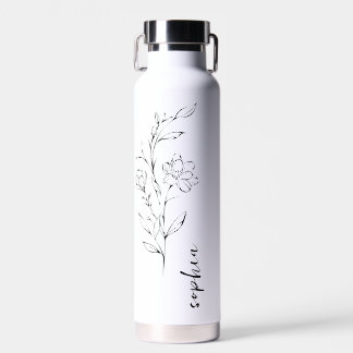 minimalistic floral design custom name tumbler . water bottle