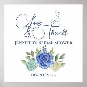 Minimalistic floral love and thanks bridal  poster