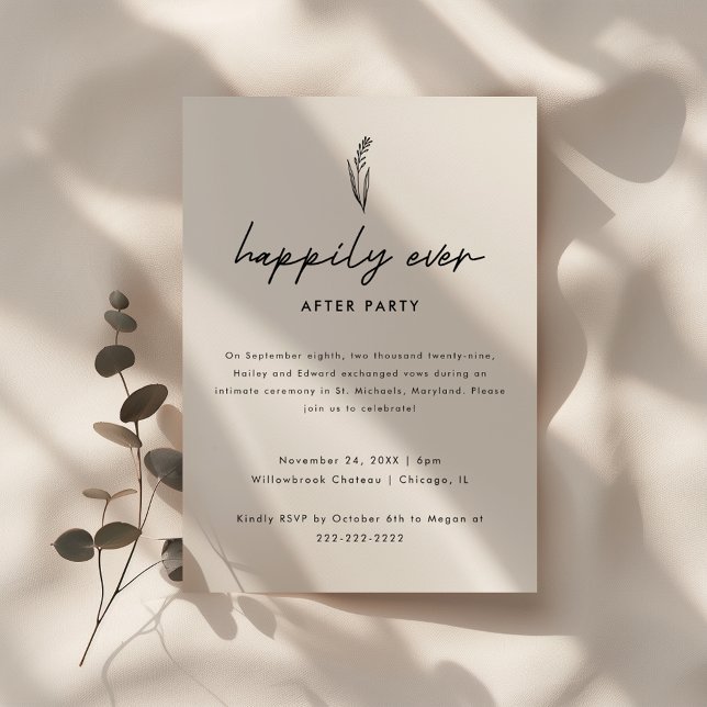 Minimalistic Floral Wedding Elopement Reception Invitation (Creator Uploaded)