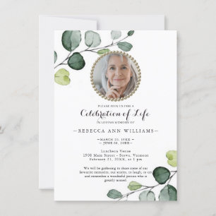 Minimalistic Foliage Photo Celebration of Life Invitation