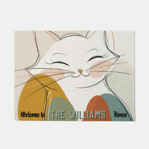 Minimalistic Forest Cat Mum Dad Out Door Carpet Doormat