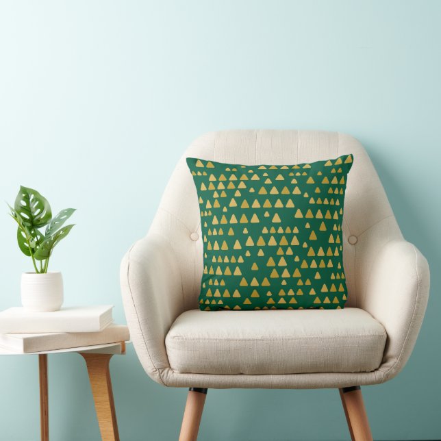 Minimalistic Forest Green and Golden Trees Accent Cushion (Chair)