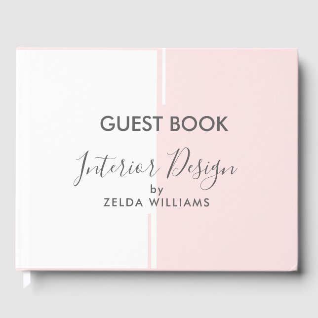 Minimalistic Geometric Pink & White Lines & Shapes Guest Book (Front)