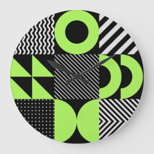 Minimalistic geometric, Scandinavian vintage patte Large Clock