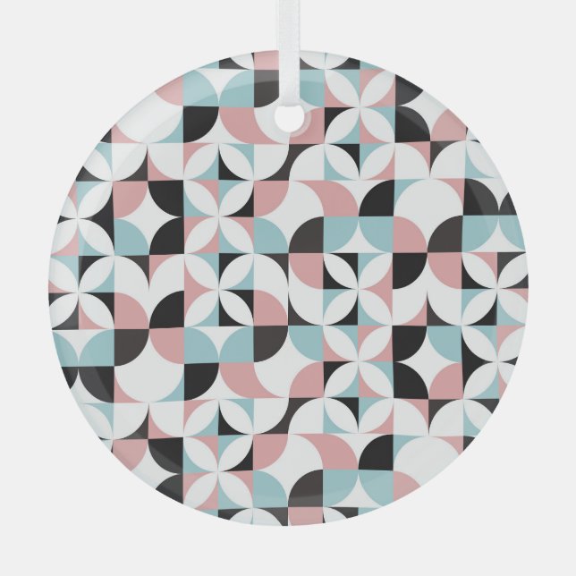 Minimalistic geometry, Scandinavian style artwork. Glass Tree Decoration (Front)