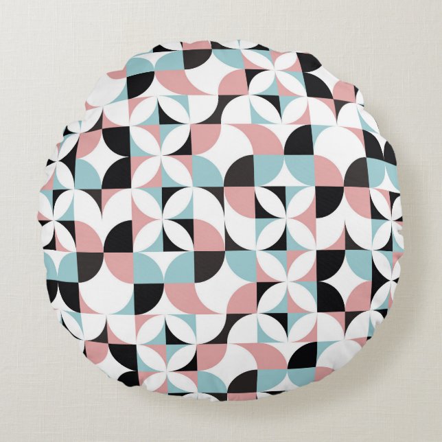 Minimalistic geometry, Scandinavian style artwork. Round Cushion (Front)