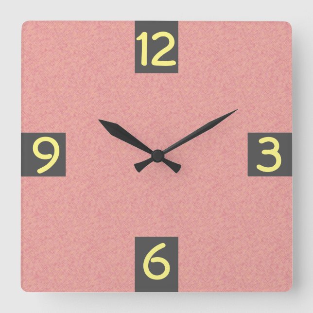 Minimalistic Girly Quarterly Digits on any Colour Square Wall Clock (Front)
