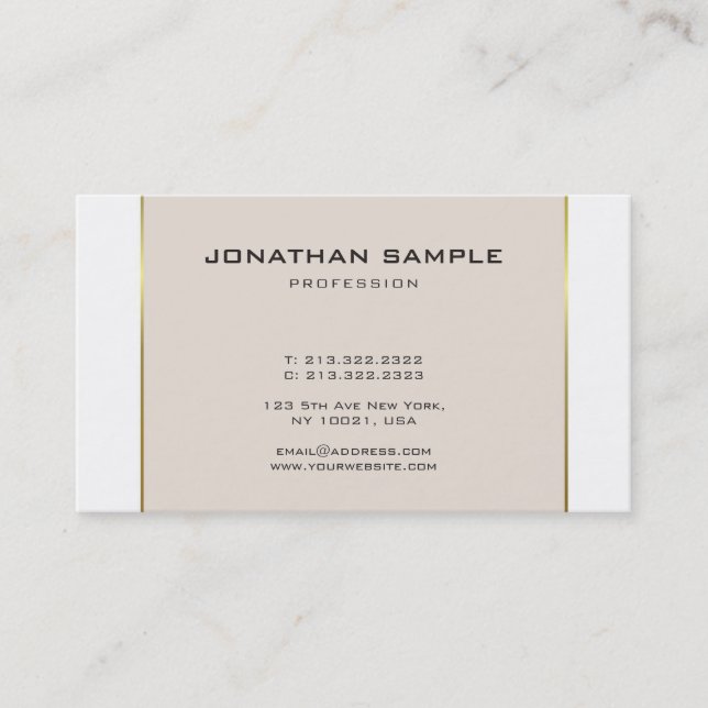 Minimalistic Glamour Design Trendy Gold Plain Business Card (Front)