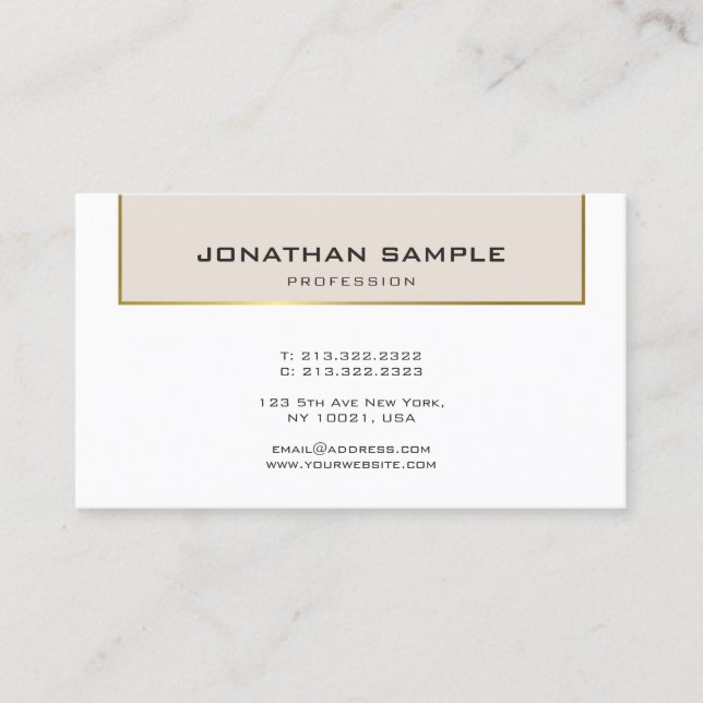 Minimalistic Glamourous Design Trendy Gold Plain Business Card (Front)