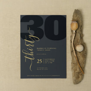 Minimalistic Gold Calligraphy Birtday Invitations