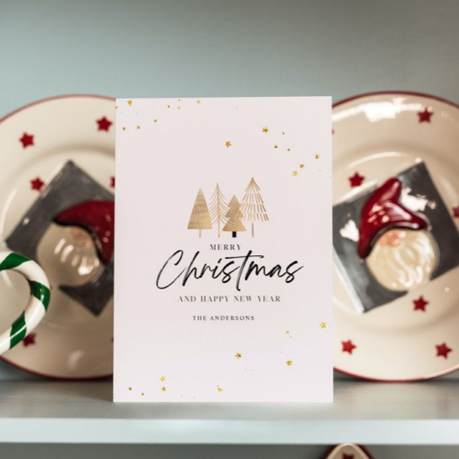 Minimalistic Gold Christmas Trees Aesthetic Invitation (Creator Uploaded)