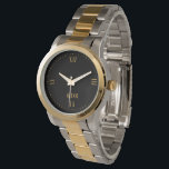 Minimalistic Gold Roman Numerals Monogram Watch<br><div class="desc">It is elegant,  slick,  and minimalistic,  with Roman numerals and a customisable monogram on a black background.</div>