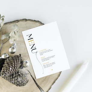 Minimalistic Gold, White and Black Christmas Menu Invitation