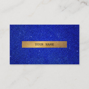 Minimalistic Golden Glitter Cobalt Blue Vip Business Card
