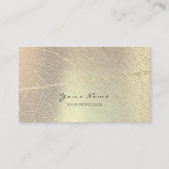 Minimalistic Golden Rose Gold Leaf Blush Champaign Business Card (Front)