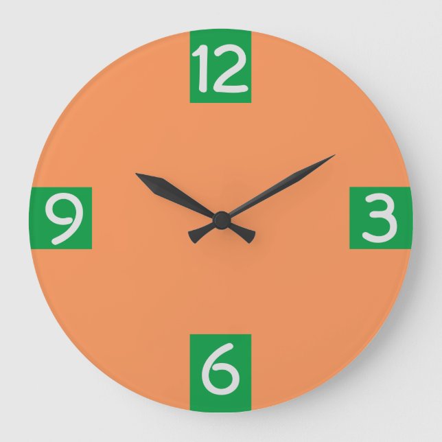 Minimalistic Graphic Green Quarterly digits Large Clock (Front)