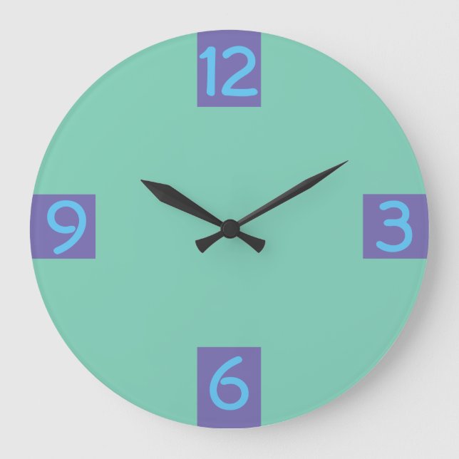 Minimalistic Graphic Quarterly Digits on any Colou Large Clock (Front)