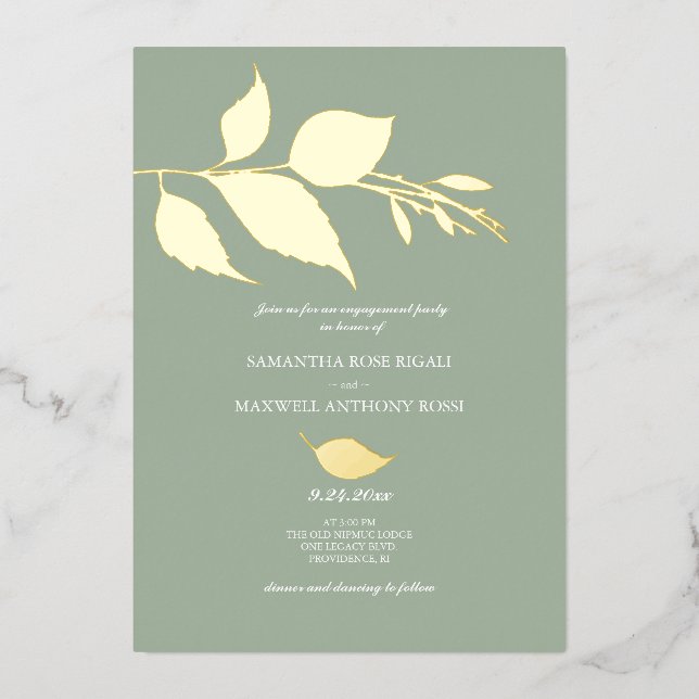 Minimalistic Green Engagement Party (Front)