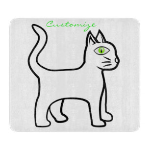 Minimalistic Green-eye Cat Thunder_Cove Cutting Board
