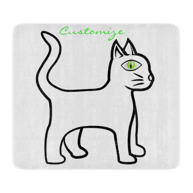 Minimalistic Green-eye Cat Thunder_Cove Cutting Board (Front)