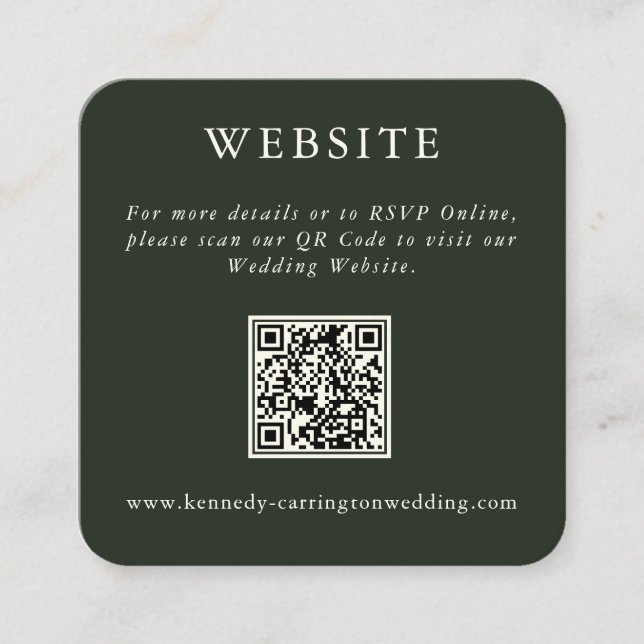 Minimalistic Green QR Code  Website Enclosure Card (Front)
