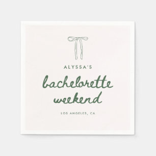 Minimalistic Green Script Coquette Bachelorette Napkin