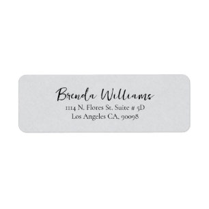 Minimalistic Grey Linen Texture White Script  Return Address Label