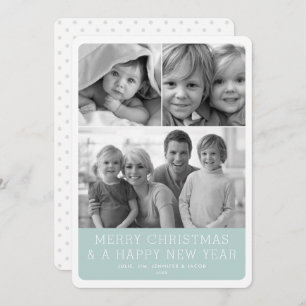 Minimalistic Grid 3 Photo Rounded Holiday Card