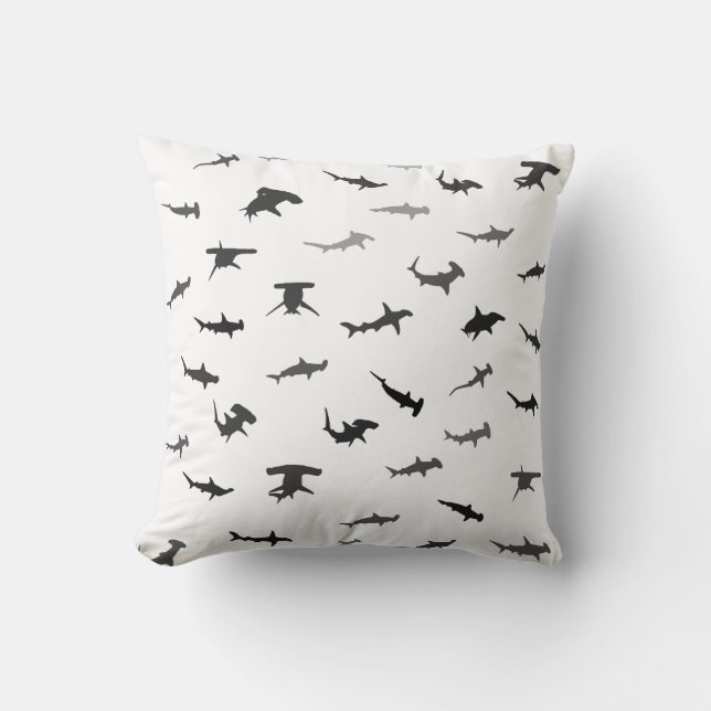 Minimalistic Hammerhead Shark Hammerhead Pattern Cushion (Front)