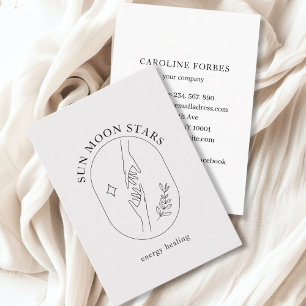 Minimalistic Hands, Star, Leafy, Line Art, Grey Business Card